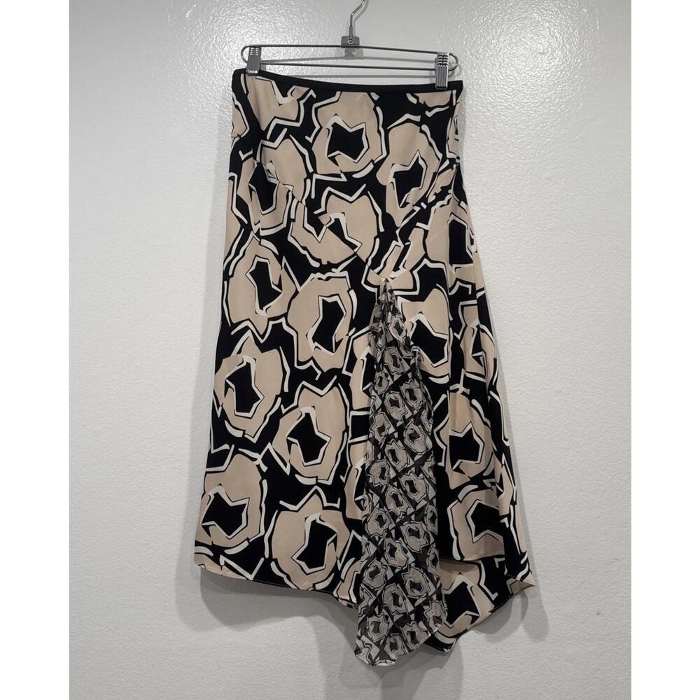 Diane von Furstenberg DVF Posey Asymmetrical Silk Drop Yoke Skirt‎ Ruffle READ